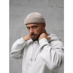 Шапка бини ALEKON для мужчин, размер 54-60, бежевый Алекон