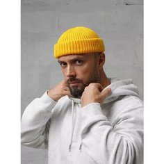 Шапка бини ALEKON для мужчин, размер 54-60, желтый Алекон