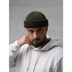 Шапка бини ALEKON для мужчин, размер 54-60, хаки Алекон
