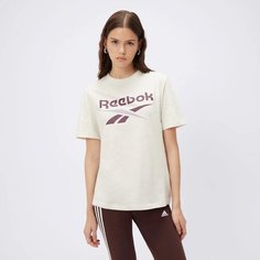 Футболка спортивная Reebok identity big logo, размер XS, бежевый/фиолетовый