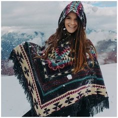 Пончо, размер onesize, серый Indians Russia