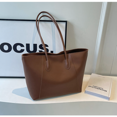 Сумка тоут TianCaiYiFei, фактура гладкая, кофейный