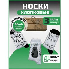 Носки LIFE SOCKS алгебра, комплект, 3 пары, размер 36/44, 035 светло-серый
