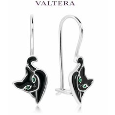 Серьги VALTERA, серебро, 925 проба, родирование, эмаль, , серебристый