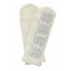 Варежки Дмитровский трикотаж для женщин, размер OneSize, бежевый/голубой