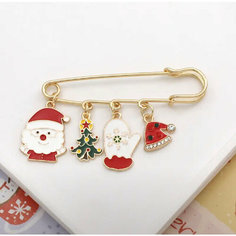 Брошь, 1 шт., белый/красный/зеленый Нет бренда