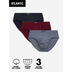 Трусы Atlantic 3MP-182, комплект из 3 шт., размер 46/M, бордовый, синий, красный, голубой