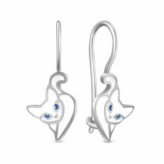 Серьги VALTERA, серебро, 925 проба, родирование, эмаль, , серебристый