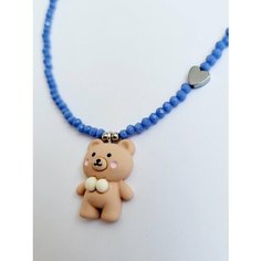Колье ( Verba ), акрил, стекло, длина 40 см, голубой/бежевый