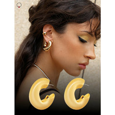 Серьги пусеты, конго Kalinka modern story, размер 38 мм, золотистый