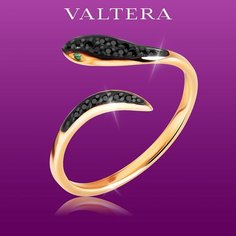 Кольцо VALTERA, серебро, 925 проба, золочение, фианит, размер 17.5, золотой