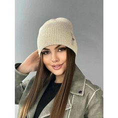 Шапка бини для женщин, размер универсальный, песочный Lndy