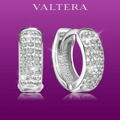 Серьги конго VALTERA, серебро, 925 проба, родирование, фианит, , серебристый