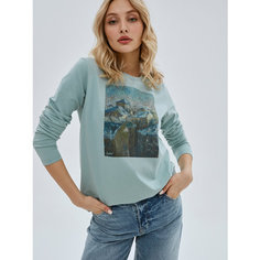 Лонгслив By Art BOYKO YULIANA Тонкий лонгслив Крыши Мятные, размер XS, , серый, синий, зеленый