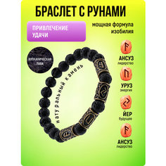 Браслет-нить, агат, 1 шт., размер 7 см, диаметр 5.5 см, черный S.Style Life