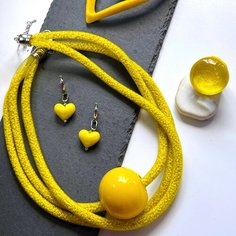 Колье PJ Murano, муранское стекло, длина 50 см, желтый