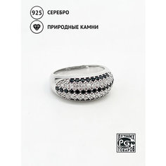 Кольцо Кристалл Мечты, серебро, 925 проба, родирование, фианит, шпинель, размер 16, черный, бесцветный