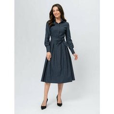 Платье 1001dress Хлопок, размер XS, темно-синий, белый