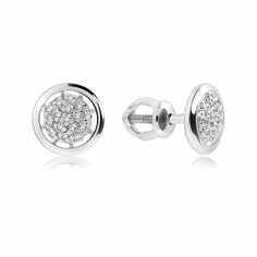 Серьги пусеты VALTERA, серебро, 925 проба, фианит, , серебристый