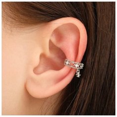 Серьги каффы Queen Fair, стекло, белый
