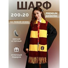 Шарф DRAKON IRG для детей,200х20 см, универсальный, бордовый/желтый