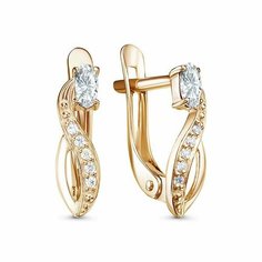 Серьги VALTERA, серебро, 925 проба, золочение, фианит, , золотой