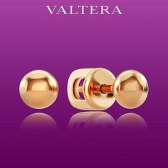 Серьги пусеты VALTERA, серебро, 925 проба, золочение, , золотой