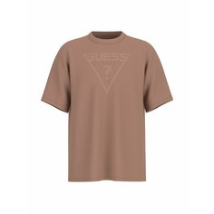 Футболка GUESS Azha CN Over T-shirt, размер S, коричневый
