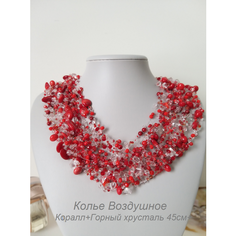 Колье, коралл, горный хрусталь, длина 45 см, красный I Dorn украшения