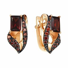 Серьги ЗлатаМира, золото, 585 проба, гранат, фианит