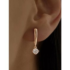 Серьги с подвесками Ювелир Карат, серебро, 925 проба, золочение, фианит, размер 6 мм, длина 2 см, , золото