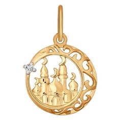 Подвеска Diamant, красное, желтое золото, 585 проба, фианит, бесцветный
