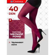 Колготки Cinema Microfiber Rhomb, 40 den, размер 2, бордовый