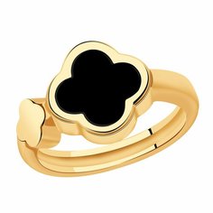 Кольцо Diamant online, красное золото, 585 проба, оникс, размер 19, черный
