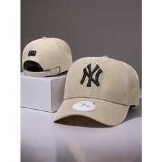 Бейсболка мужская NY для мужчин и женщин, размер 55/60, бежевый/черный Без бренда