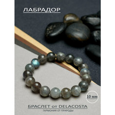 Браслет DELACOSTA, лабрадор, 1 шт., размер 17 см, размер M, серый, мультиколор