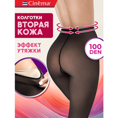 Колготки Cinema черные двухслойные из капрона и микрофибры 100 den, 100 den, размер 2, nero