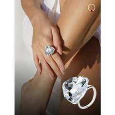 Кольцо Kalinka modern story, кристаллы Swarovski, безразмерное, серебристый