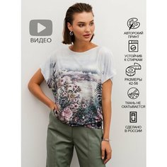 Футболка SAHAR, размер 42-44, белый, розовый, серый