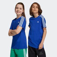 Футболка adidas Essentials 3-stripes, размер 128, semilucid blue/white