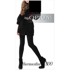 Колготки Opium черные из хлопка и микрофибры 300 den, 300 den, размер 5, nero