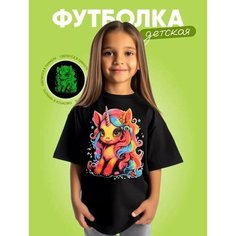 Футболка , размер единорог 30, черный Нет бренда