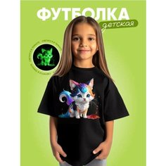 Футболка , размер кот 30, черный Нет бренда