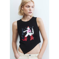 Майка Befree Young, размер XXS, черный принт