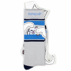 Носки RIPNDIP Носки с котом Лордом Нермалом Peeking Nermal - White/Blue, размер Универсальный, голубой, серый, черный, белый