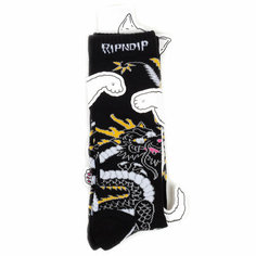 Носки RIPNDIP Носки с котом Лордом Нермалом Ryu - Black, размер Универсальный, черный, желтый