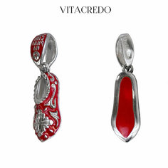 Подвеска VitaCredo, серебро, 925 проба, эмаль, размер 2.3 см., красный