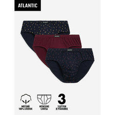 Трусы Atlantic 3MP-183, комплект из 3 шт., размер 48/L, бордовый, синий