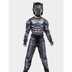 Костюм SuperHero "Черная пантера M", карнавальный, с мышцами, размер 120-130
