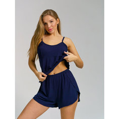 Пижама BUY-TEX.RU женская с шортами и топом, размер 44, синий